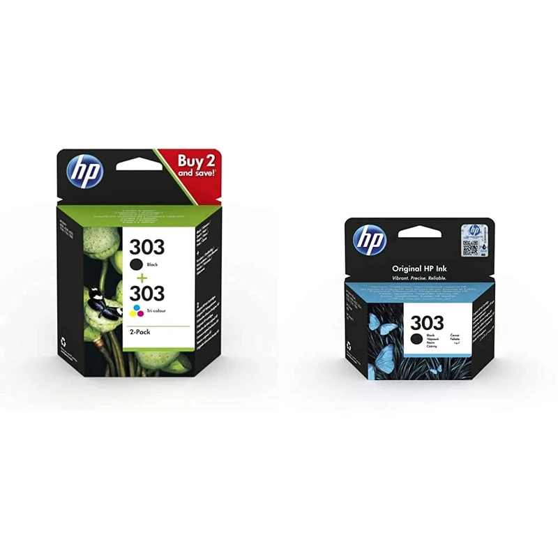HP 3YM92AE 303 Original Ink Cartridges, Black and Tri-Colour, Pack of 2 &T6N02AE 303 Original Ink Cartridge, Black, Pack of 1