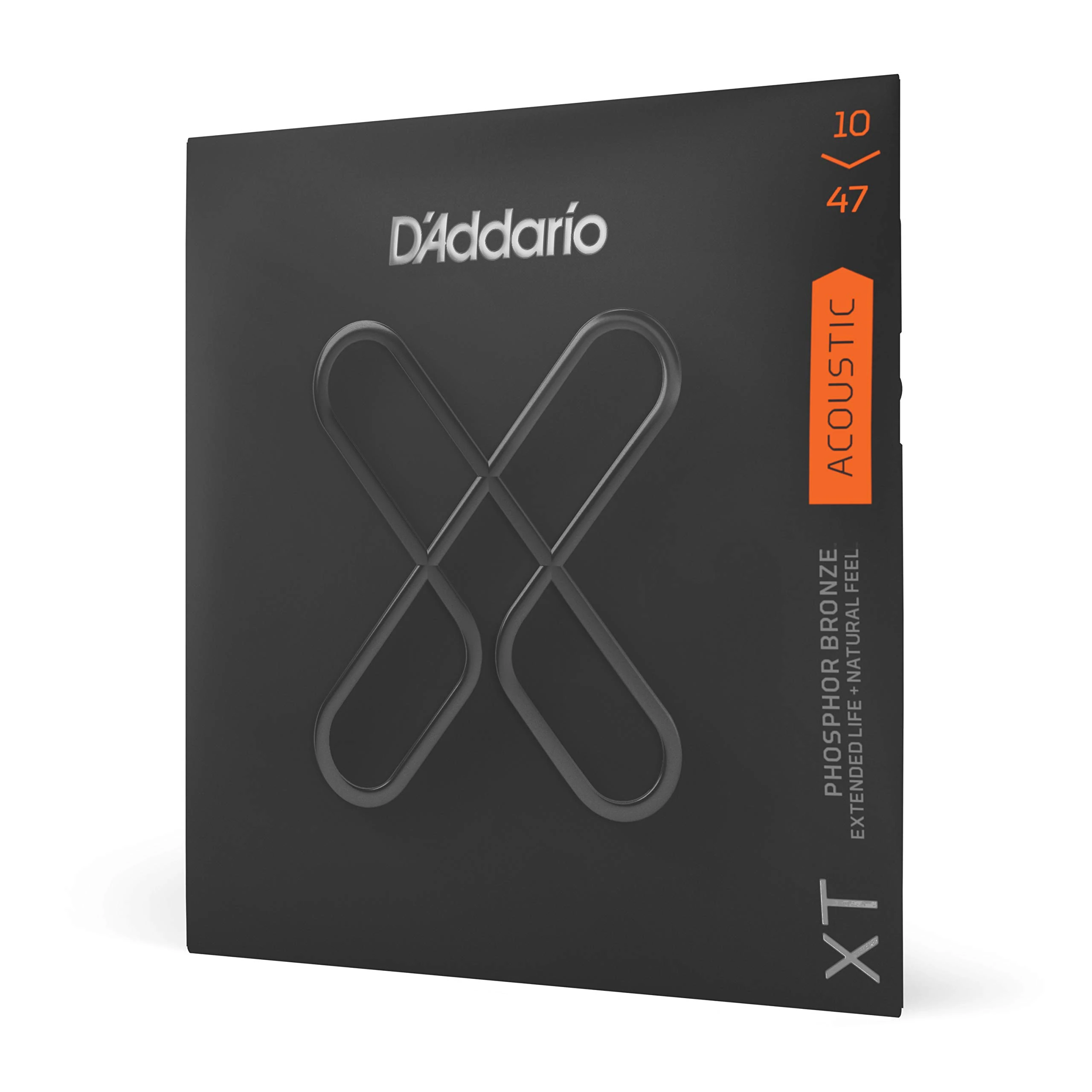 D'Addario Acoustic Guitar Strings, XT Phosphor Bronze Coated, XTAPB1047, Extra Light Gauge 10-47, 6-String Set, Pack of 1