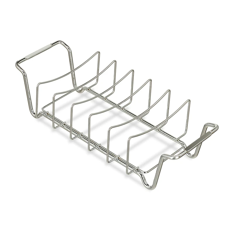 Relaxdays Spare Rib Rack 2in1, BBQ Meat Holder, Barbecue Serving Accessory, Multi-functional Use, Steel, Silver