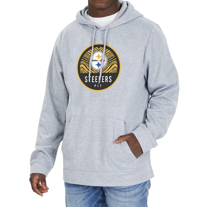 Zubaz NFL Pittsburgh Steelers Men's Team Graphic Gray Hoodie, Gray, Large