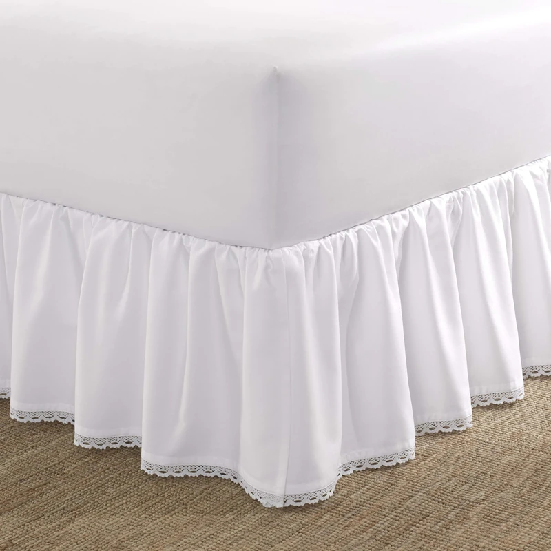 Laura Ashley Home | Luxury Premium Hotel Quality Bedskirt, Easy Fit, Anti Wrinkle & Fade Resistant, Stylish Design for Home Décor, 100% Cotton, White, Queen