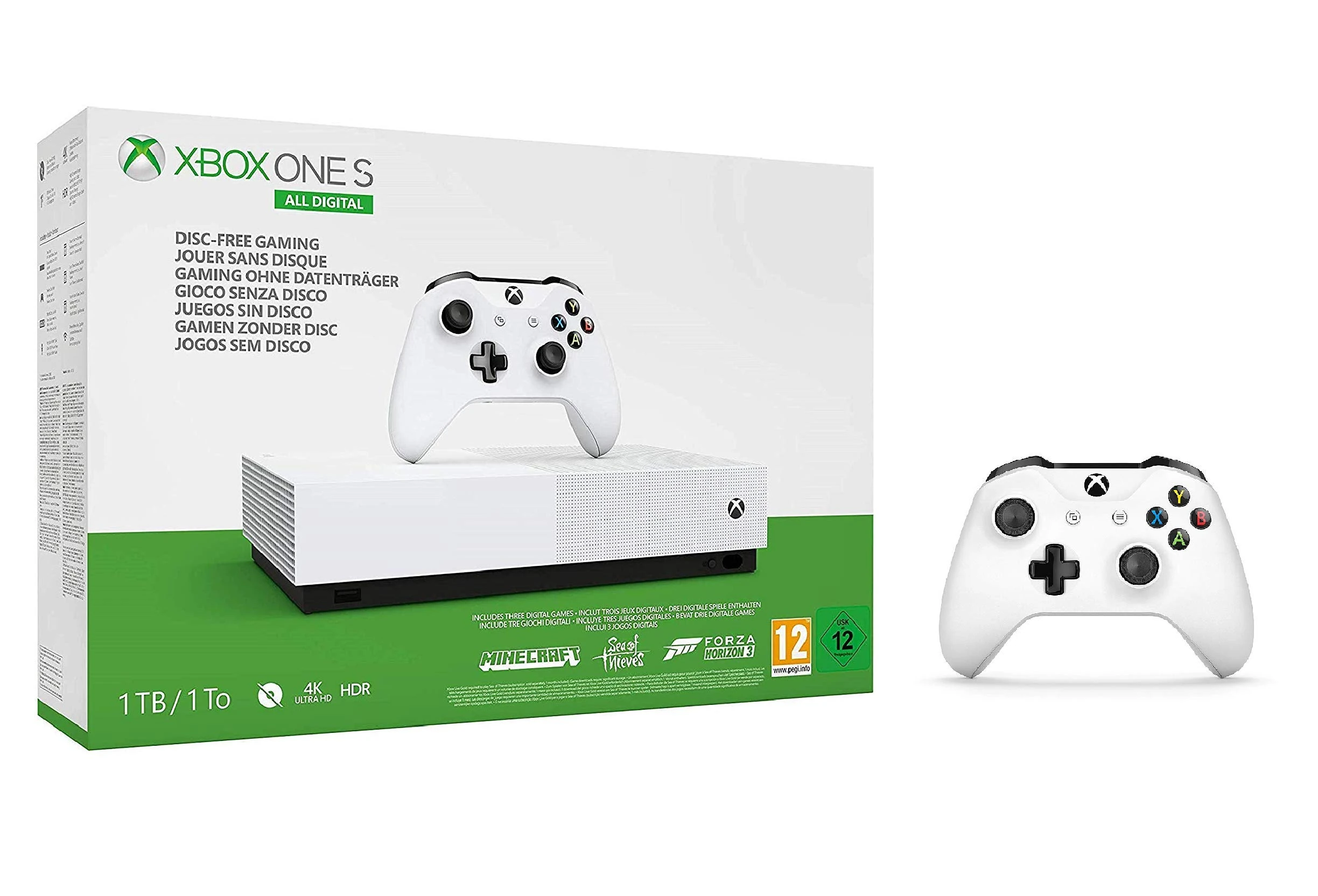 Xbox One Digital Console + Official Xbox Wireless Controller - White (Xbox One)