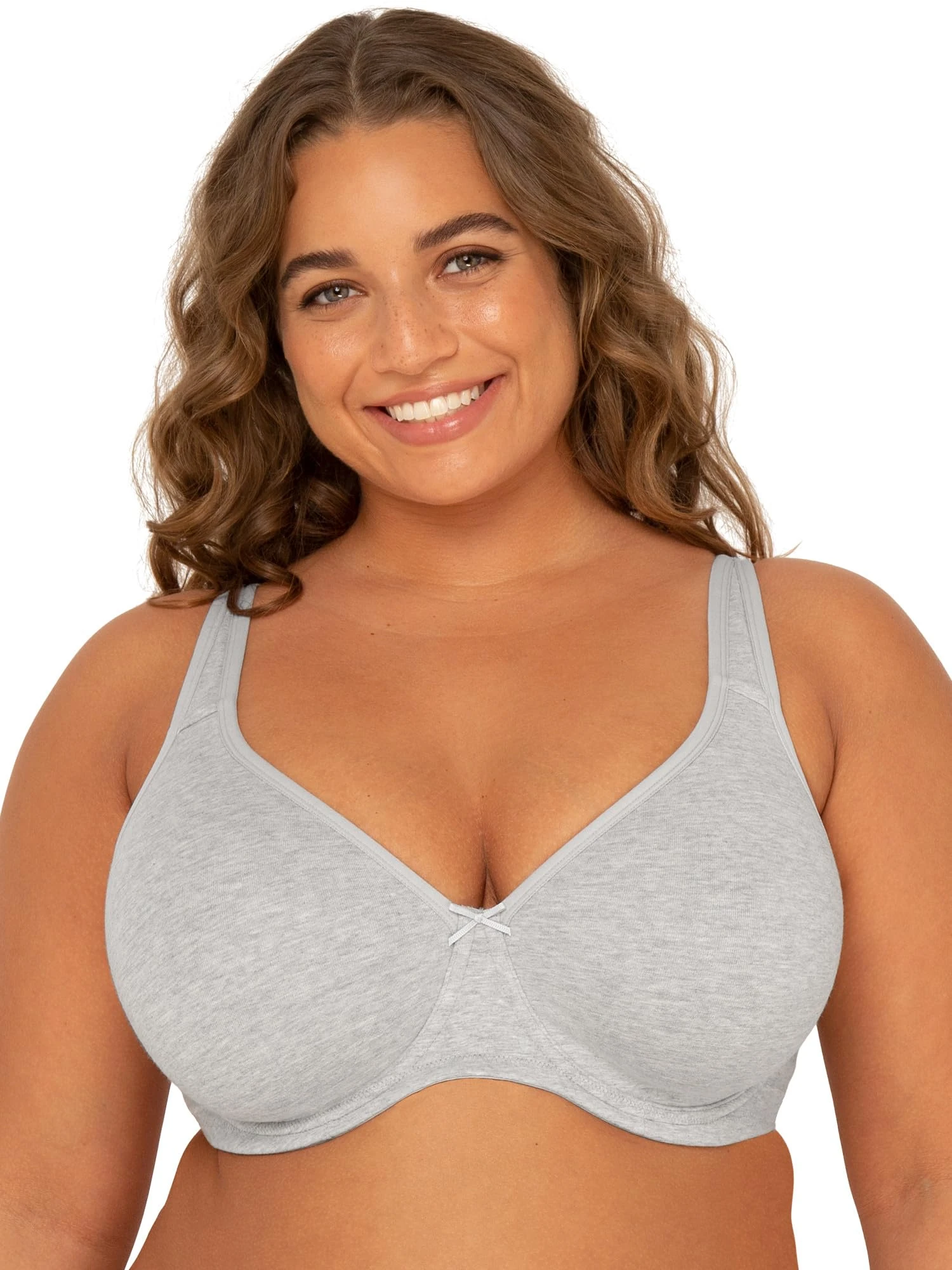 Fruit of the Loom Women's Plus-Size Cotton Unlined Underwire Bra Full Coverage, Opaque, Grey, 40F