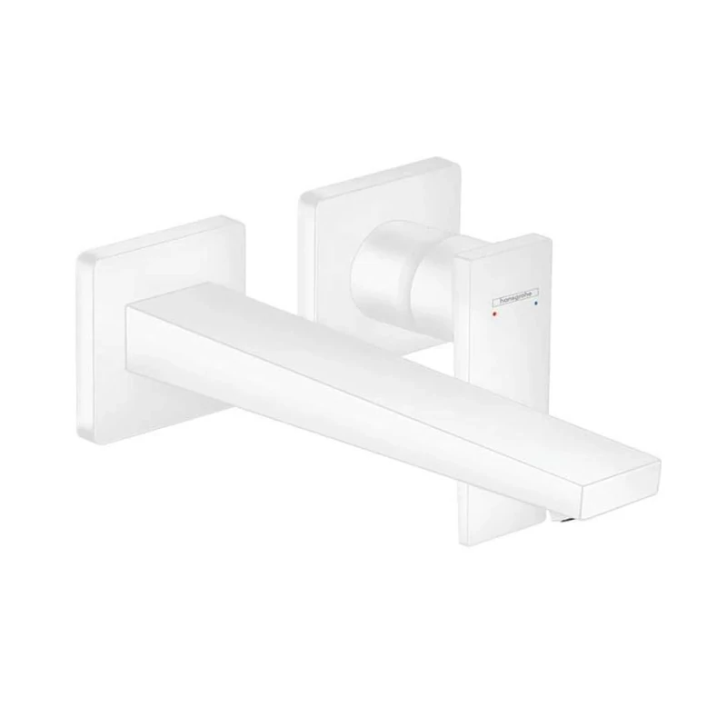 hansgrohe 32526700 Metropol Single Basin Mixer Flush Wall Mounting with Lever Handle and Spout 22.5 cm Matt White Concealed Installation, Auslauflänge 225mm