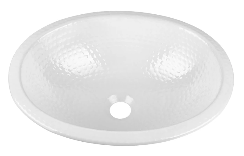 Monarch Abode Classic White (17 inches) 19003 Hand Hammered Oval Drop-in Bathroom Sink