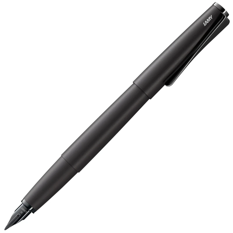 Lamy studio lx-all-black - Fountain Pen in elegant metal body - steel nib, partially platinum-plated & in nib size M - incl T 10 blue ink cartridge