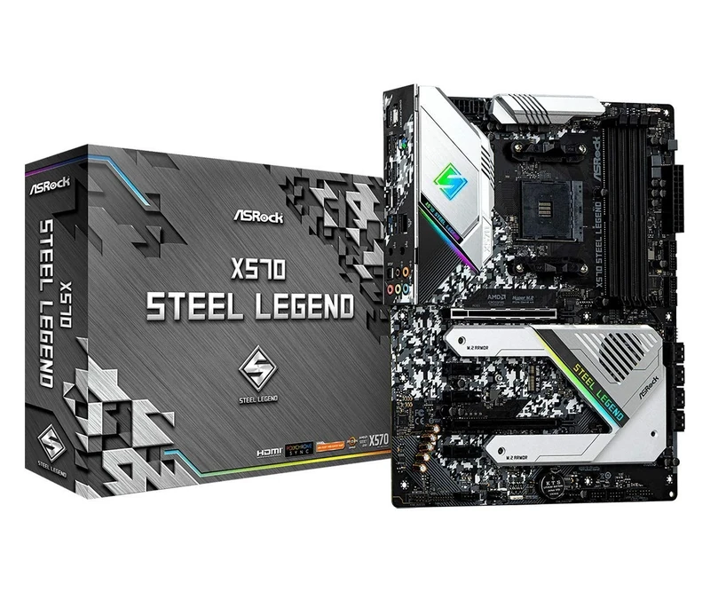 ASRock AM4/X570 Steel Legend/4DDR4/HDMI/DP/R45 Motherboard - Image 1