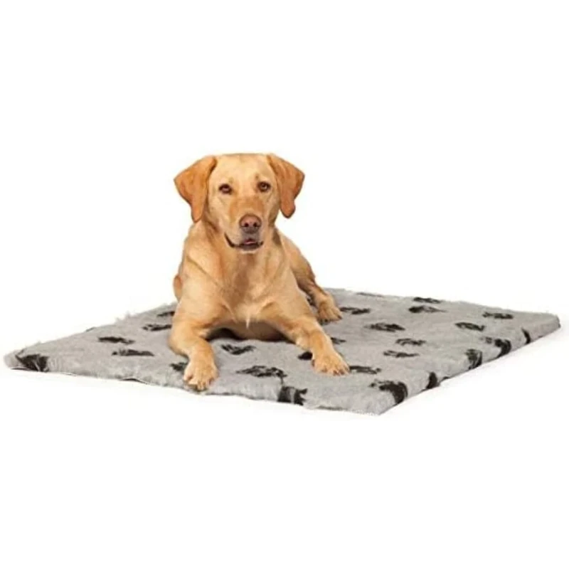 Danish Design Large Dog/Cat Non Stick Rectangular Grey Paw Print Fleece 75 cm x 900 cm