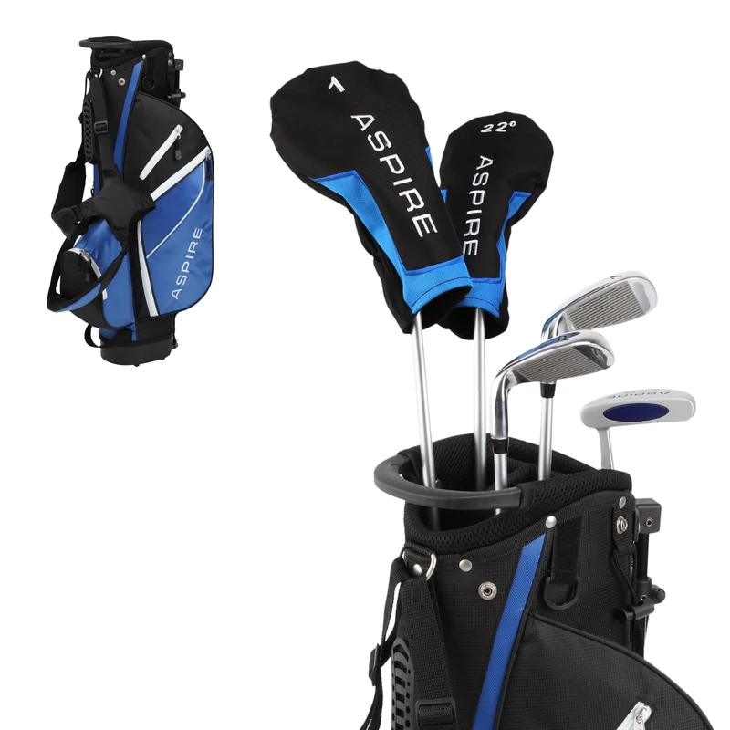 Aspire Junior Plus Complete Golf Club Set for Children Kids - 5 Age Groups Boys & Girls - Right Hand (Blue Ages 9-10)