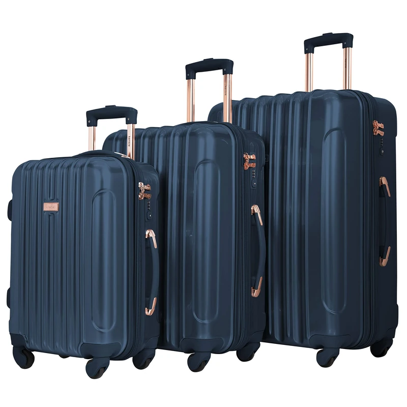 kensie 3 Piece Alma Alloy Spinner Luggage Set, midnightblue, 3-Piece Set (20/24/28), alma hardside Spinner Luggage