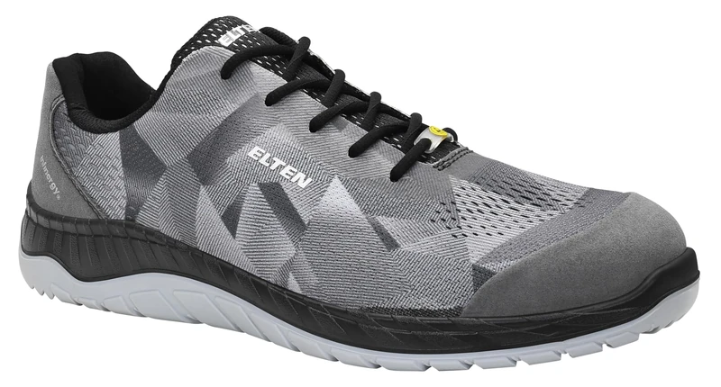 Elten ESD S1 Landon Safety Shoes, Grey, Low, Men's Trainers, Sporty, Super Light, Steel Toe Cap
