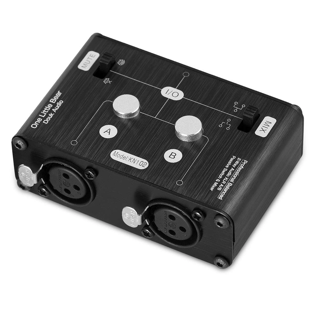 Mini 2 Way HiFi Stereo Audio XLR A/B Passive Switcher Box & Mixer Sound Splitter (2-IN-1-OUT)