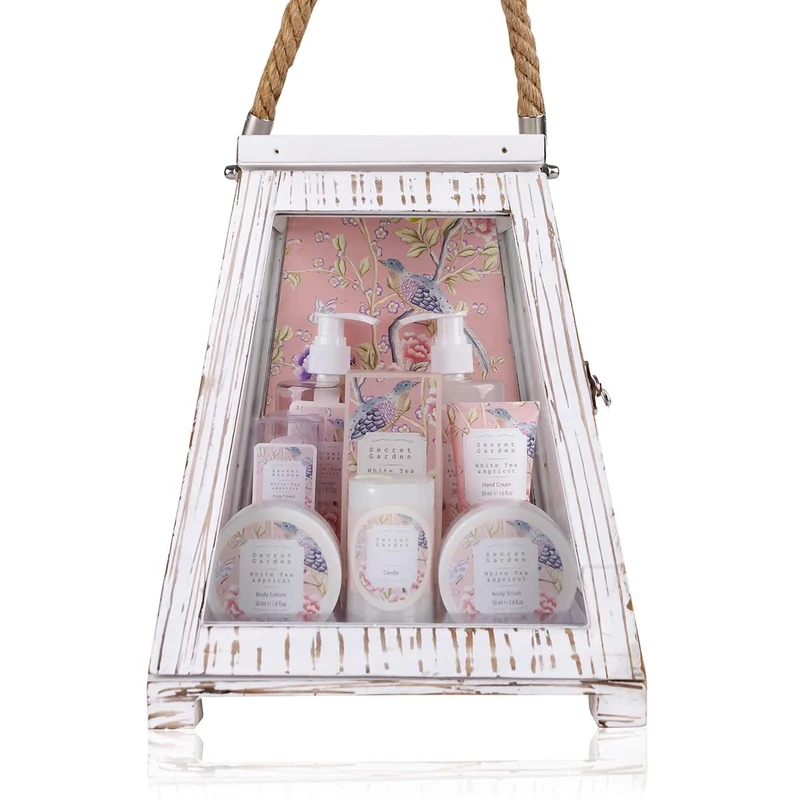Accentra Secret Garden Gift Set Bath and Shower Set with White Tea & Apricot Fragrance - 11-Piece Gift Set