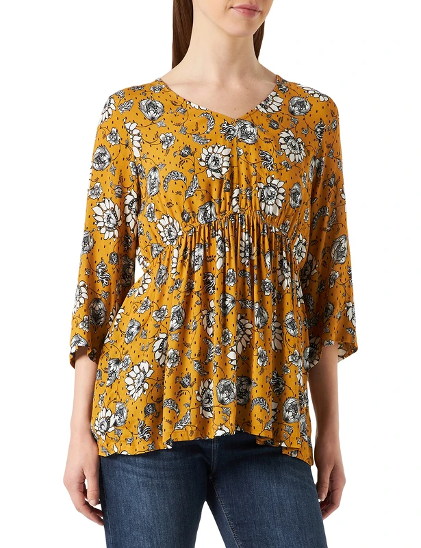 Queen Mum Women's Blouse Woven 3/4 AOP Housten Maternity Blouse Not Applicable, Yellow (Sunflower P), 10 (Manufacturer Size: Small) - Image 1