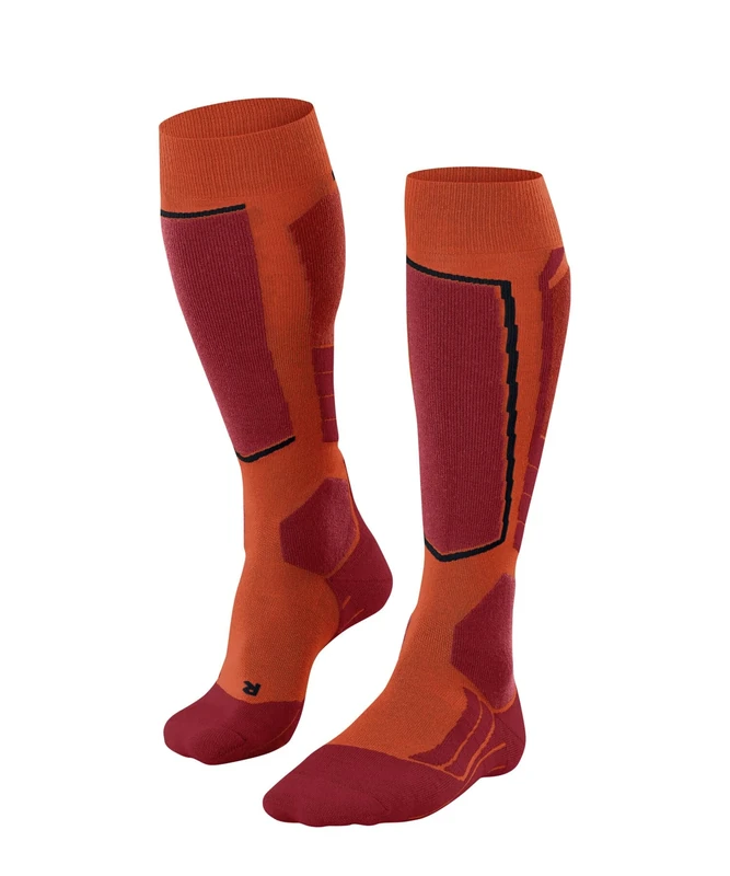 FALKE Men's SK2 Intermediate Wool M Kh Breathable Warm Thick 1 Pair Skiing Socks, Orange Flash 8034, 11-12.5