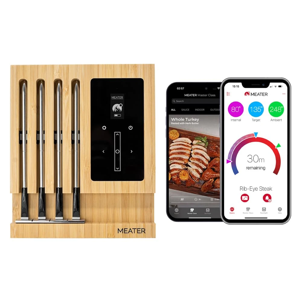 MEATER Block: 4-Probe Premium WiFi Smart Meat Thermometer | for BBQ, Oven, Grill, Kitchen, Smoker, Rotisserie | iOS & Android App | Apple Watch, Alexa Compatible | Dishwasher Safe