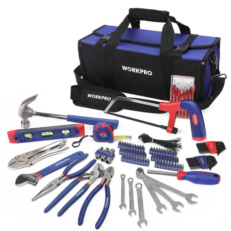 WORKPRO 156-Piece Tools Kit for Home Repair with 17 Inch Tool Bag