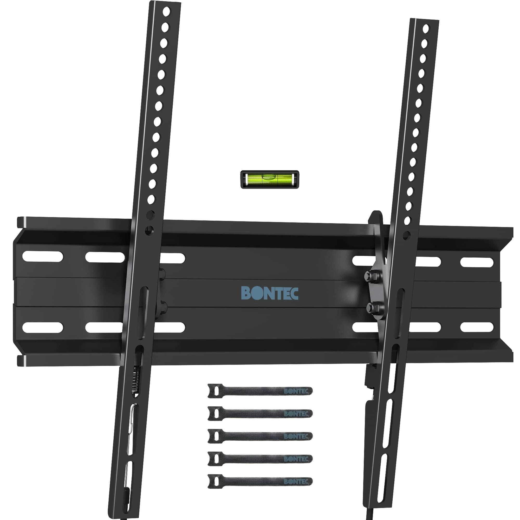 BONTEC Ultra Slim TV Wall Bracket, Tilting TV Wall Mount for 23-60 Inch Flat and Curved TVs, Low Profile Wall Mount 30mm from Wall, Max VESA 400x400mm, Holds 45kg, Includes 5 Cable Ties