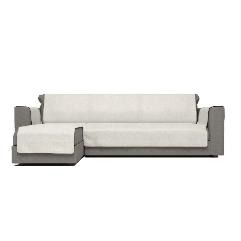 Italian Bed Linen Comfort Anti-Slip Sofa Cover with chaiselongue,190cm, cream - Image 1
