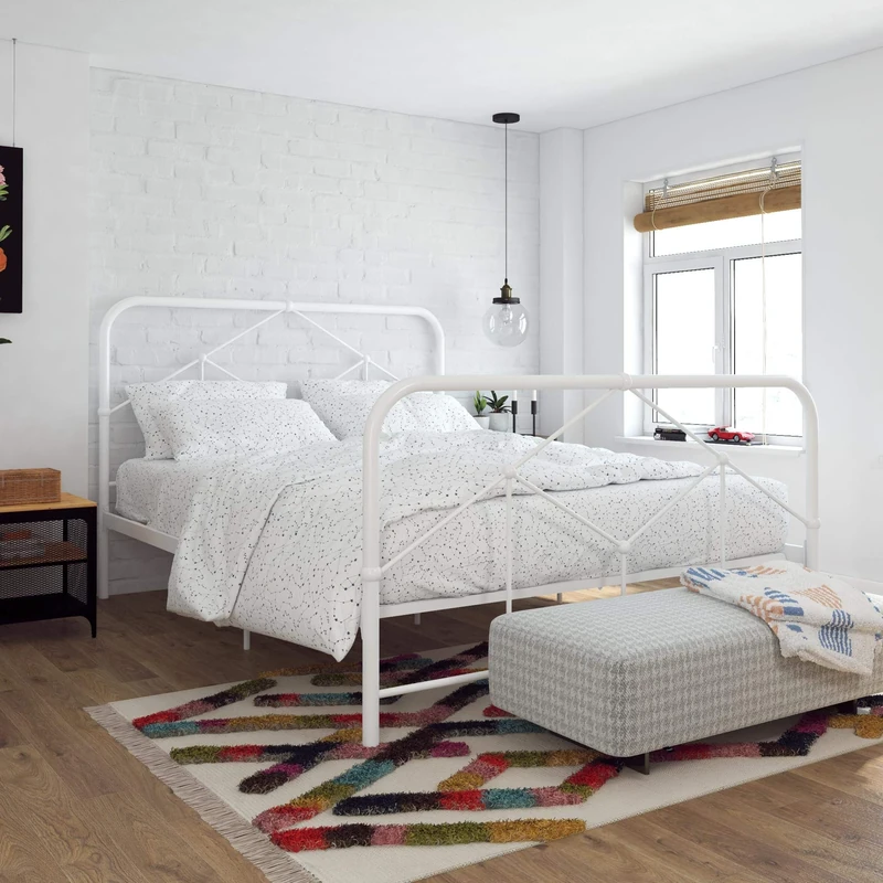 Novogratz Francis Farmhouse Metal Bed White Double