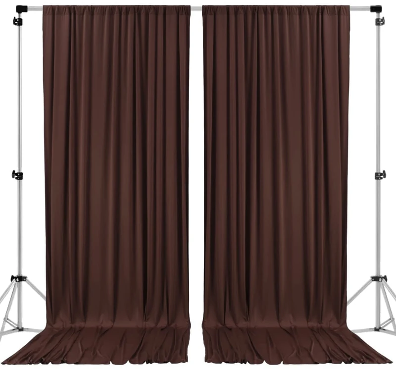 AK TRADING CO. 10 feet x 10 feet Polyester Backdrop Drapes Curtains Panels with Rod Pockets - Wedding Ceremony Party Home Window Decorations - Brown