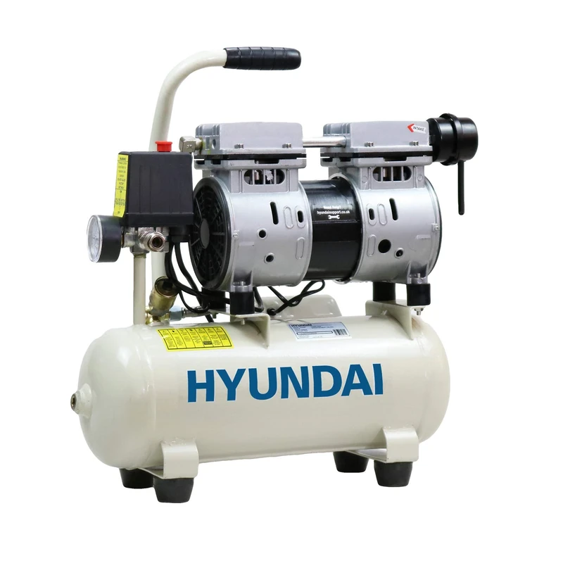 Hyundai Low Noise Electric Air Compressor 8L Oil Free 550W Direct Drive, 4CFM 100psi Portable Lightweight Compressor for DIY, Inflation & Air Tools