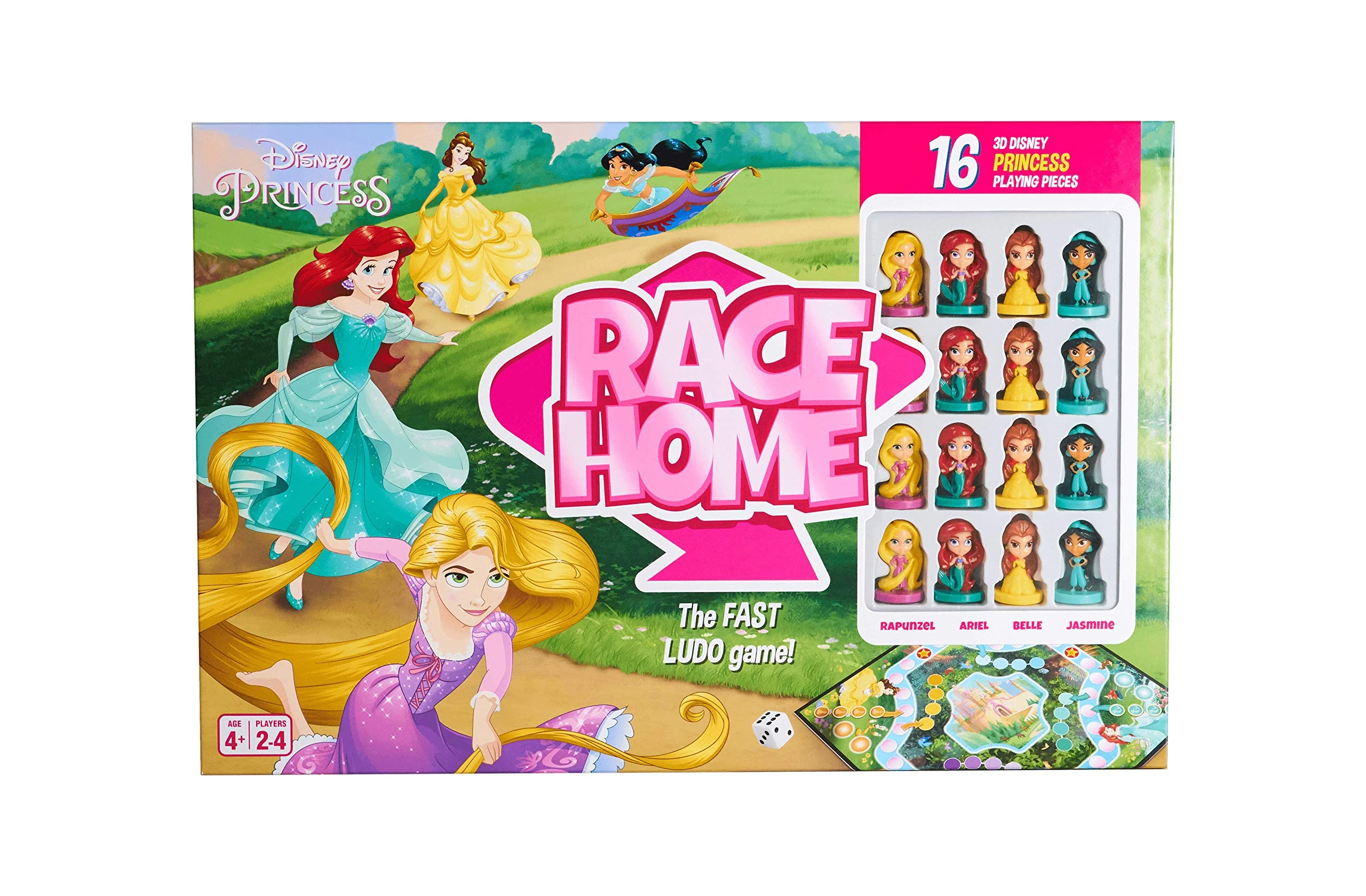 Disney Princess Official Race Home Board Game, Play With 16 Princesses Including Ariel, Cinderella, Jasmine & Belle, For Up To 4 Players, Ages 4+