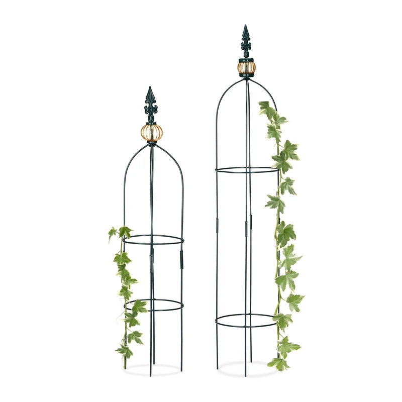 Relaxdays Trellis Set of 2, Freestanding, Flowerbed, Potted Plants, Weatherproof, Aid H: 99.5 x 80 cm, Dark Green