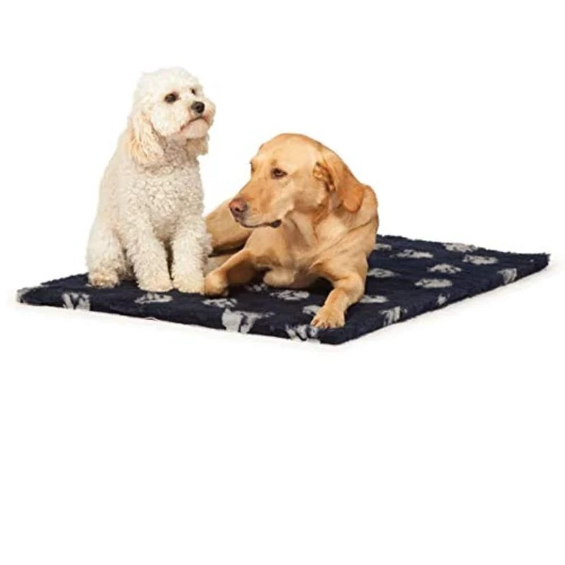 Danish Design Large Dog/Cat Non Stick Rectangular Black/Silver Paw Print Fleece 75 cm x 900 cm