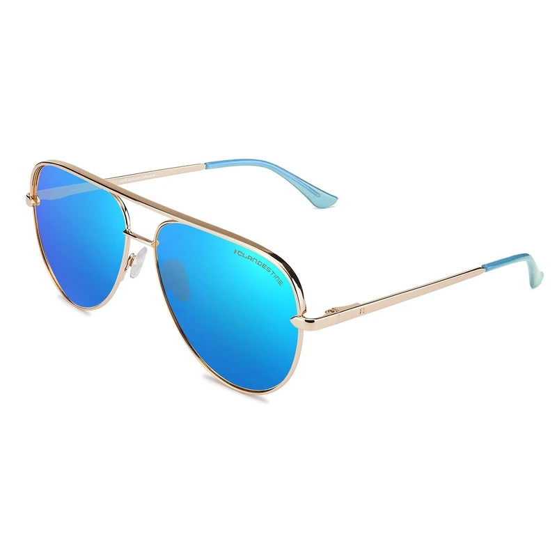 CLANDESTINE - Sunglasses Panorama 0 Gold Light Blue by Pablo Ibáñez - Blue HD Nylon Lenses and Stainless Steel Frame - Unisex Glasses - Smart Vision Technology - More Sharpness and Less Glare - Image 1