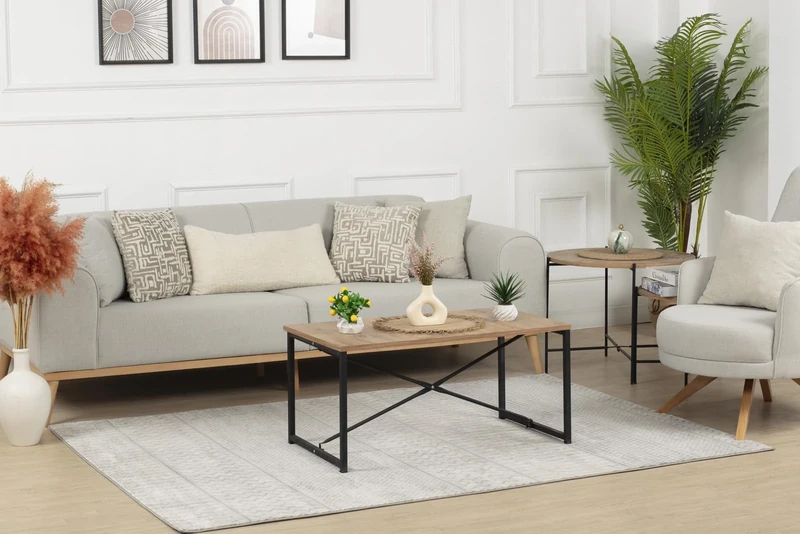 Livabliss Buenos Aires Geometric - Scandi Area Living Room 160x220 cm, Dining, Kitchen - Neutral, Abstract Patterned , Boho Style, Easy Care Pile - Large , Grey and Ivory