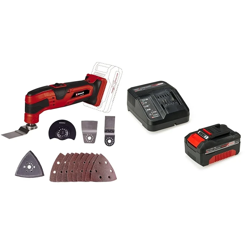 Einhell TC-MG 18 Li Power X-Change 18V Cordless Multi Tool with Battery and Charger | Oscillating Cutting and Sanding Tool for Wood, Plastic, Metal and Tile | Multitool Kit with Accessories