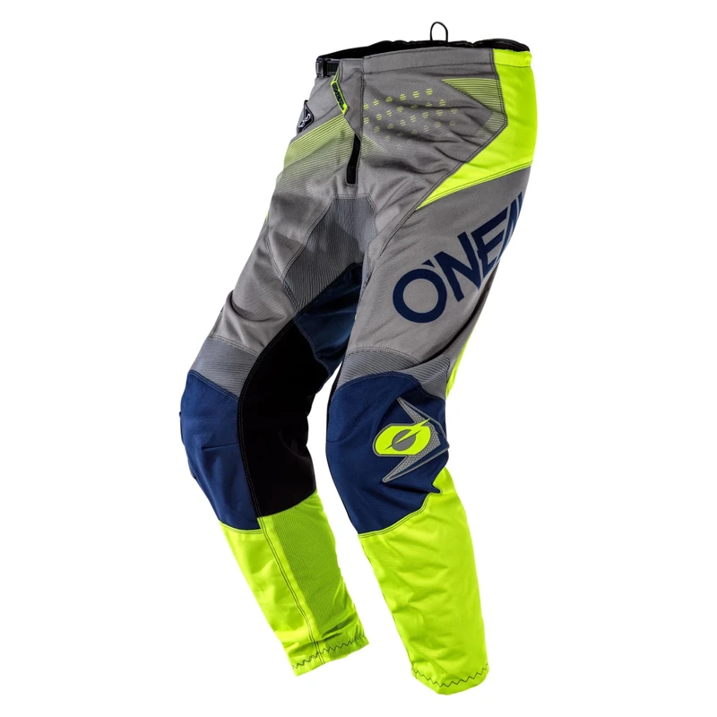 O'NEAL | Motocross-Pants | MX Enduro Motorcycle | Breathable, ergonomically pre-Shaped Legs, Protection and Stretch Inserts | Element Pants Factor | Adult | Grey Blue Neon-Yellow | Size 28