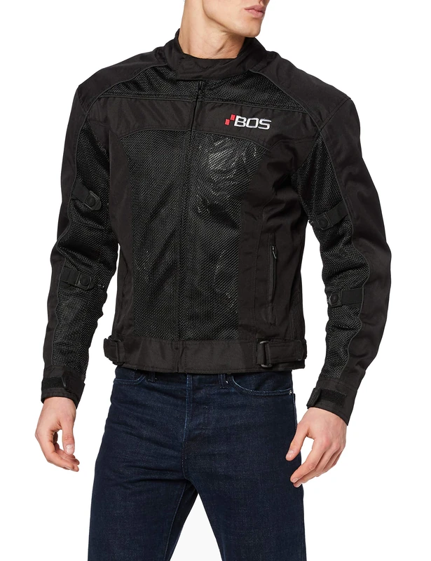 BOSmoto Men's sporty motorcycle suit motorcycle jacket and trousers, black, L - Image 1