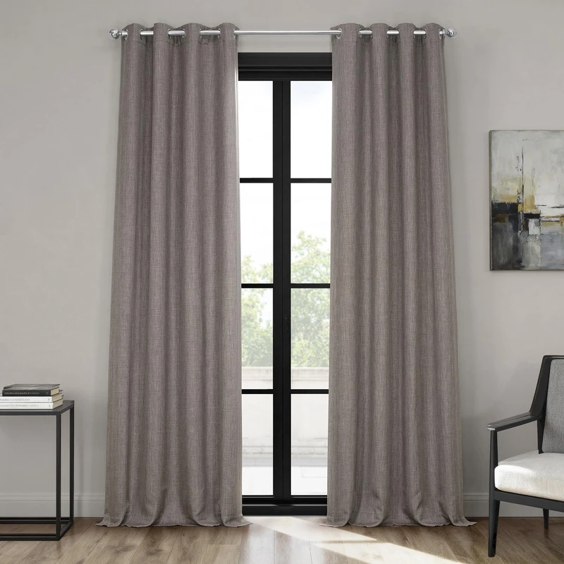 HPD Half Price Drapes Grommet Linen 120 Inches Long Darkening Curtains for Bedroom & Living Room (1 Panel), 50W x 120L, Mink, Polyester Blend, 50" W x 120" L (Pack of 1)