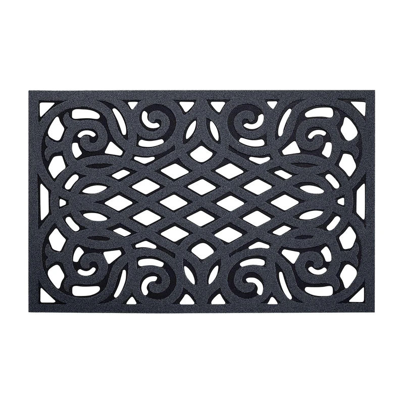 Nicoman Outdoor Rubber Door Mat, Non-Slip Heavy Duty Doormat Step Barrier Anti-Fatigue Easy Boot Scraper Eco-Friendly Victorian Style Indoor Outdoor Entrance Mat Drainage - (Grey, Small, 61 x 41cm)