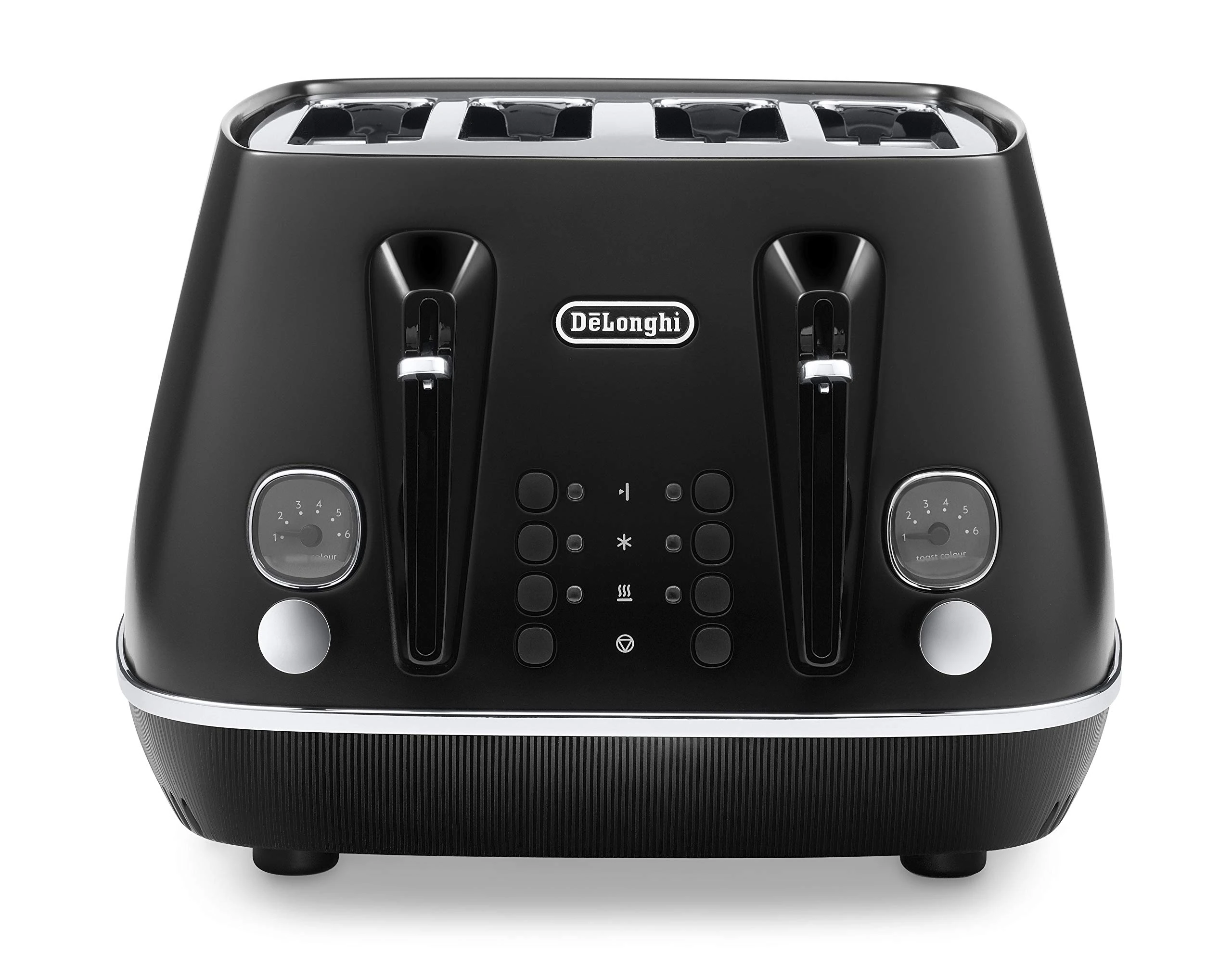 De'Longhi Distinta X CTIN4003.BK Designer 4 Slice Toaster, Variable Browning Control, Reheat/Defrost/Bagel Function -Black