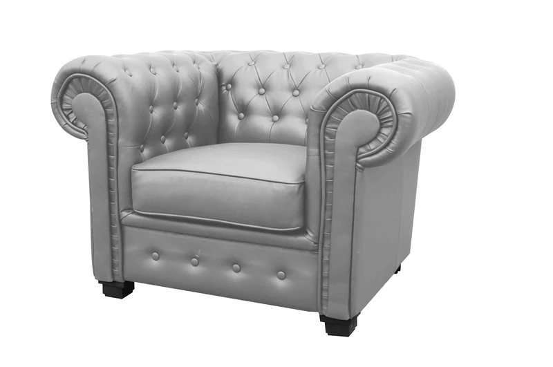 Sofas and More Chesterfield Style Venus Sofa 3 Seater 2 Seater Armchair Grey Faux Leather (Armchair 1 Seater)