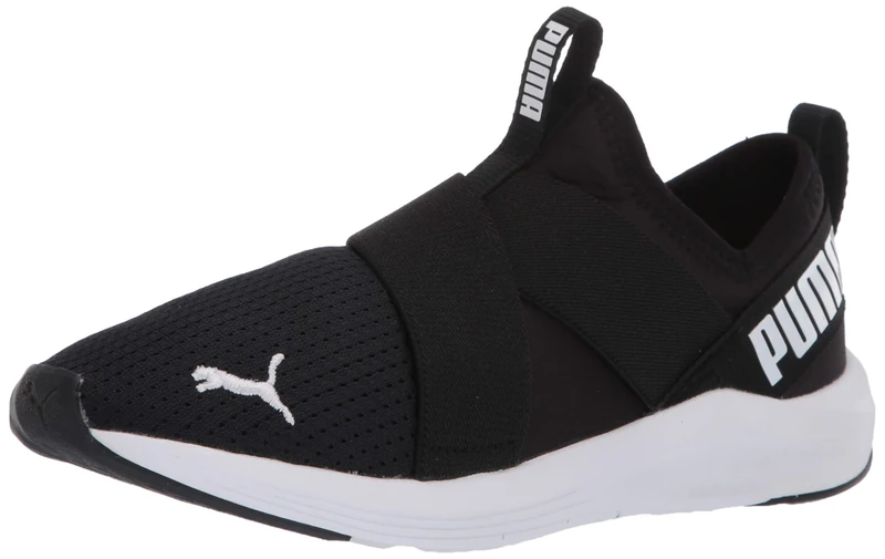 PUMA Women's Prowl Slip on Sneaker, Black/White, 5.5 UK