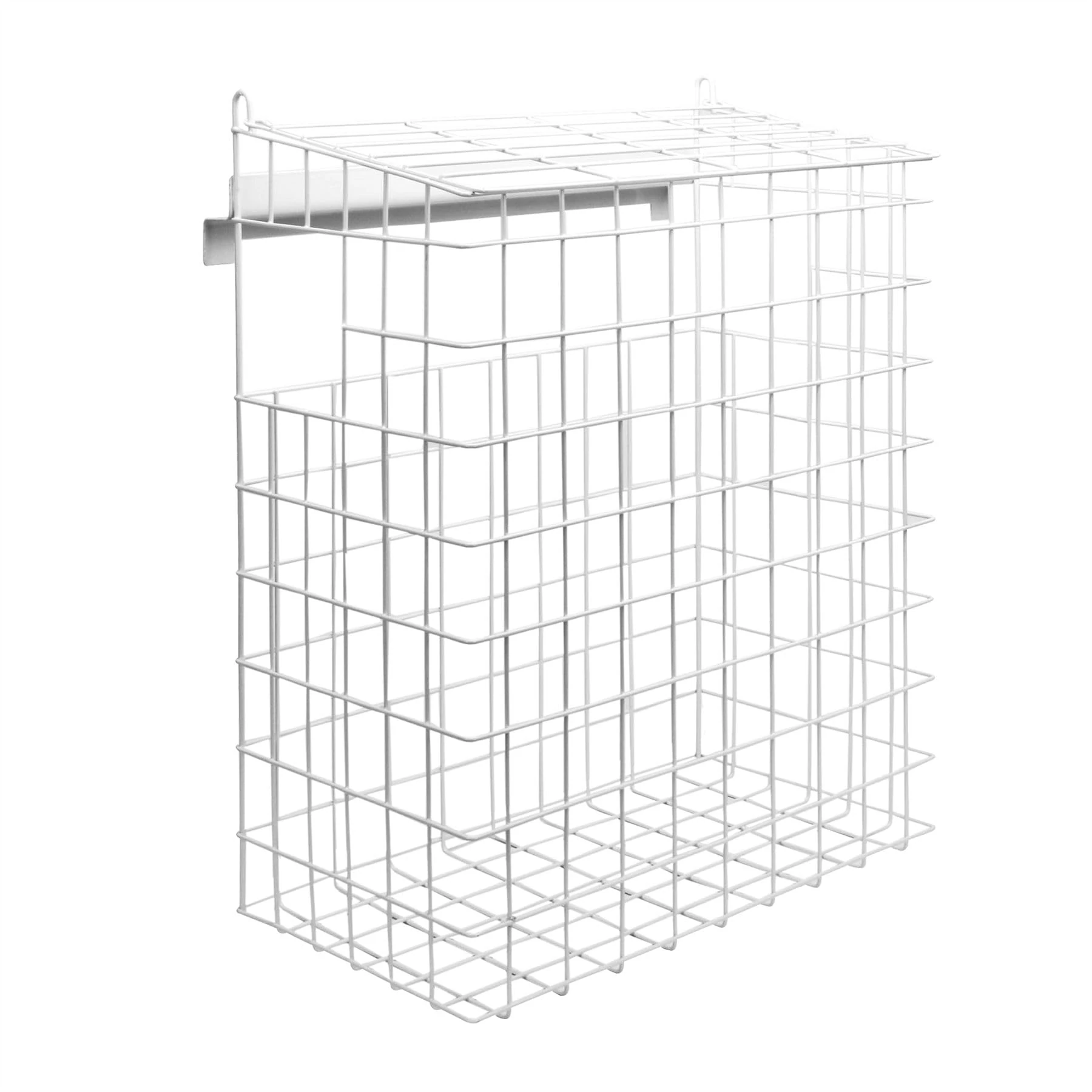 Letterbox Cage Indoor Mail Catcher – No Screws Required – White Iron Post Box Basket with Lift-Top – Pet-Safe Door Guard – Universal Fit for uPVC Wood Metal – 39x32x16.5cm | M&W