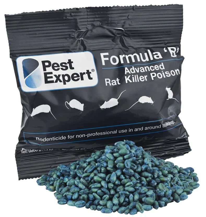 Pest Expert Formula B+ Advanced Rat Bait Killer Poison 800g (8 x 100g) Strongest Single Feed Brodifacoum Fast Acting Control PRIME