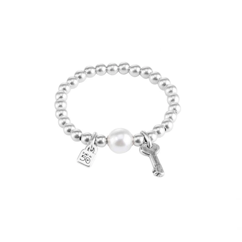 Bracelet of Alloy of Metal Plated in Silver of Sterling with Perla.- Min Perimeter 17