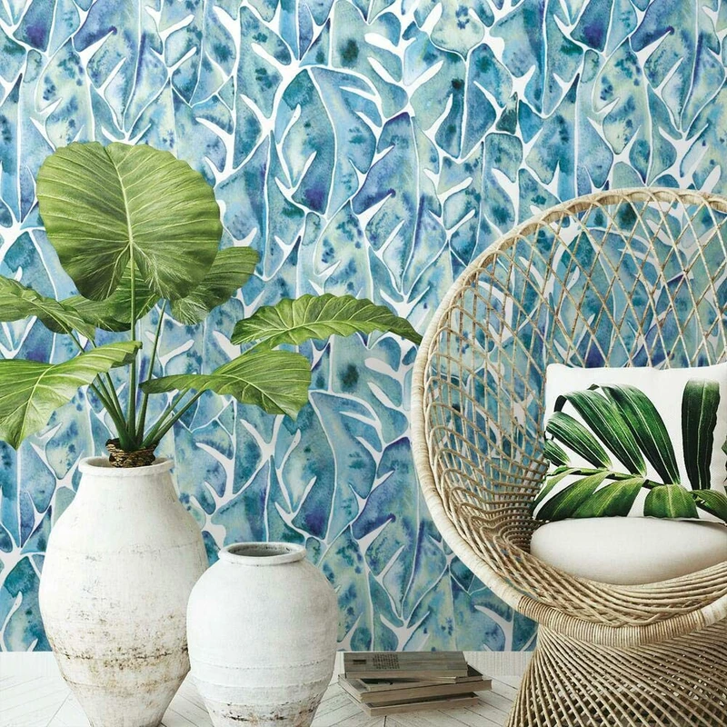 ROOMMATES Philodendron Shell Cat Adhesive Wallpaper