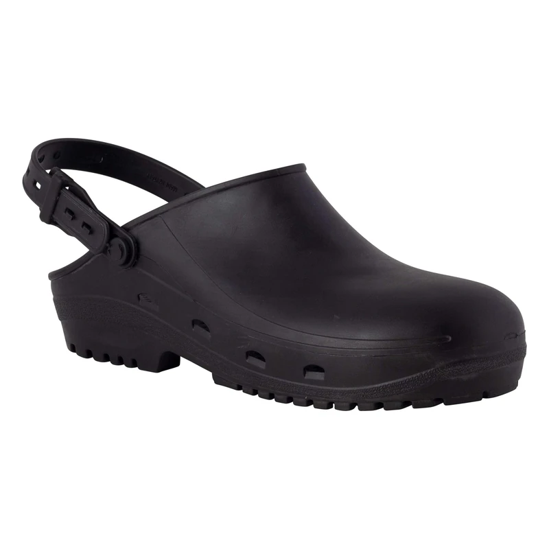 REPOSA MAX Clogs, Sanitary Clogs, Antistatic Natural Polymer, hi-tech thermoplastic Compound SEBS, Latex Comfortable, Light, Closed Upper, Side Holes, Anatomic SRC Sole Black