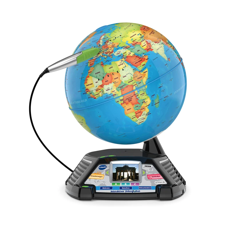 Vtech Interactive Video Globe - Globe with Screen, Acoustic and Visual Learning Content (German Version) - Ideal for School Enrolment - For Children Aged 7 Years and Up