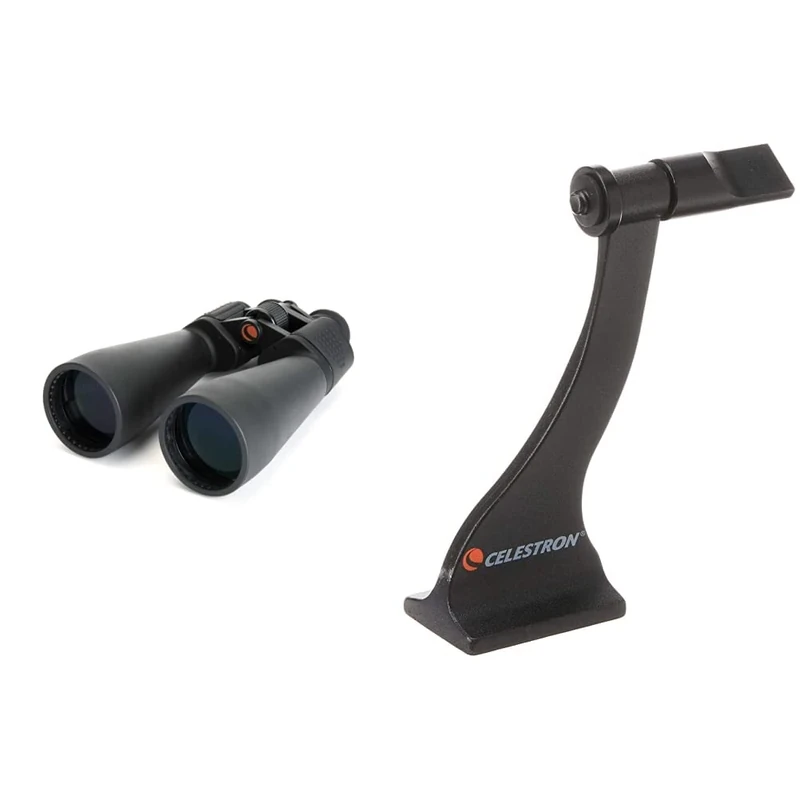 Celestron 71008 SkyMaster 25x70mm Porro Prism Binoculars with Multi-Coated Lens, BaK-4 Prism Glass and Carry Case, Black & 93524 Roof and Porro Binocular Tripod Adapter, Black