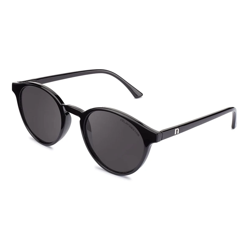 CLANDESTINE - Sunglasses Round 12 Black - Black Nylon HD Lenses and Black PC+ Frame - Sunglasses for Men and Women - Smart Vision Technology - More Sharpness and Less Glare
