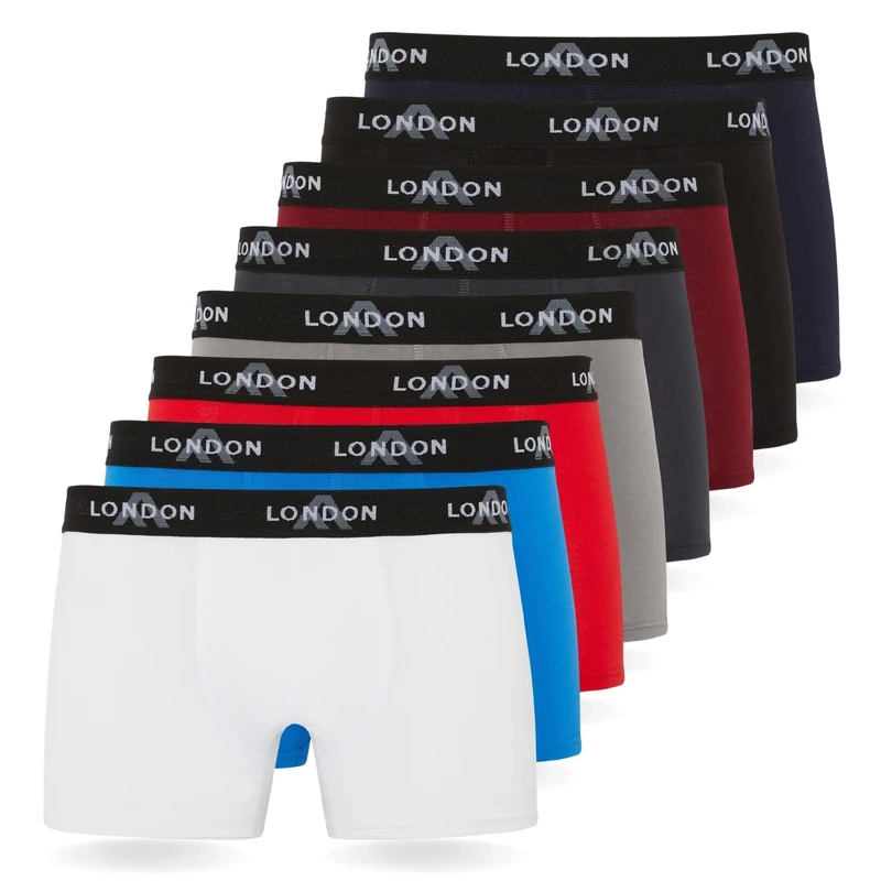 FM London 4/8-Pack Mens Boxers with Elastic Waist - Soft Boxer Shorts Men, Stretch Fit Underwear for Everyday Wear - Fitted Hipster Underwear