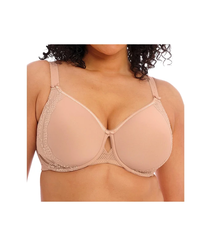 Elomi Women's Charley Bra: Stretch Lace & Mesh, Racerback Option. Low Plunge UK jj, Us Sizes D-n, Opaque, Fawn, 40H - Image 1