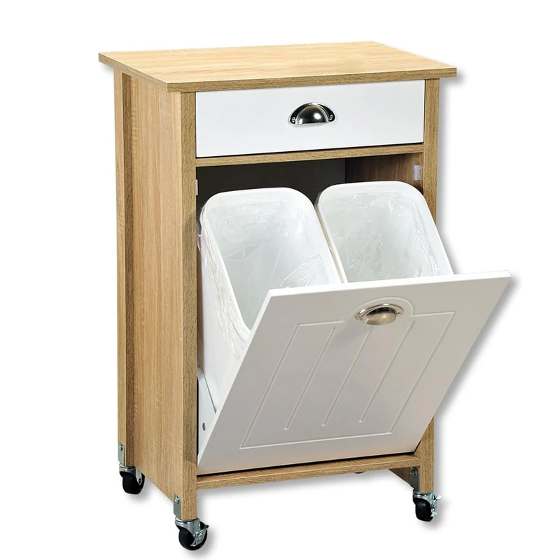 Kesper Kitchen trolley with waste separation system, material: fibreboard, dimensions: W 50 x H 78.5 x D 37 cm, colour: brown, white, 25508 13